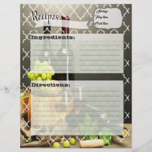 Vineyard Double-sided Recipe Cards