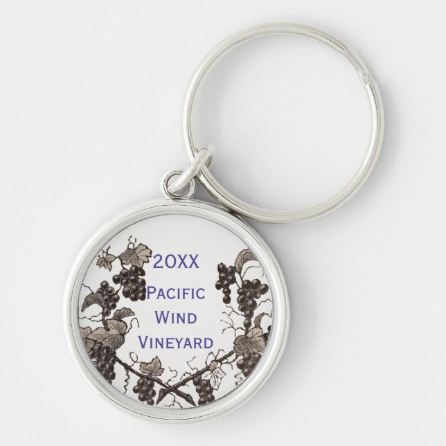 Vineyard Event Keychain with Year Grape Vine (Front)