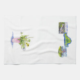 vineyard flowers with vineyard images tea towel