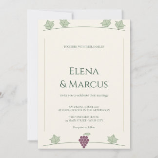 Vineyard Grape Elegant Wedding Invitation