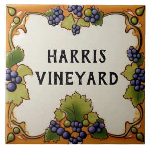 Vineyard Grape Farm Custom House Name Plate Sign Ceramic Tile