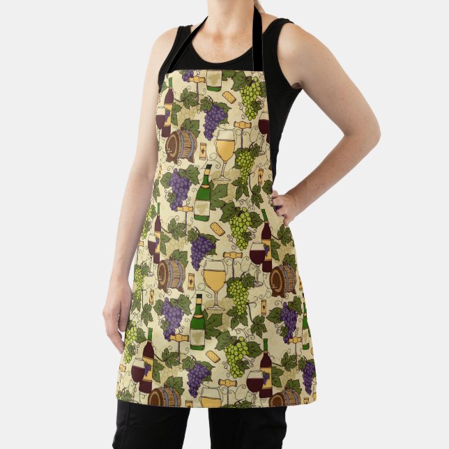 Vineyard Grape Vines Wine Lover Pattern Apron (Insitu)