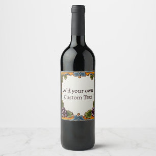 Vineyard Grapes Custom Text Wine Label