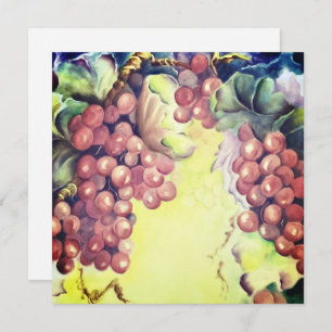 Vineyard Grapes Watercolor Greeting Card Wine