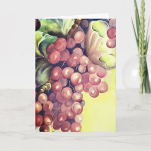 Vineyard Grapes Watercolor Greeting Card Wine