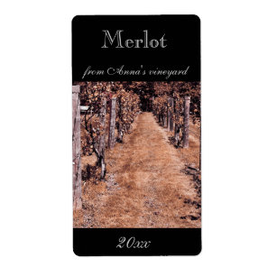 Vineyard home made wine bottle label