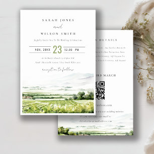 Vineyard Landscape All in One Wedding RSVP Detail Invitation