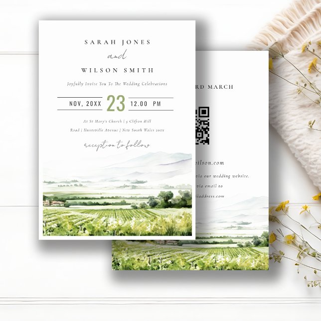 Vineyard Landscape Wedding with RSVP Invitation (Creator Uploaded)