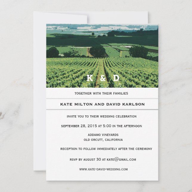 Vineyard Landscape Winery Wedding Invitation (Front)