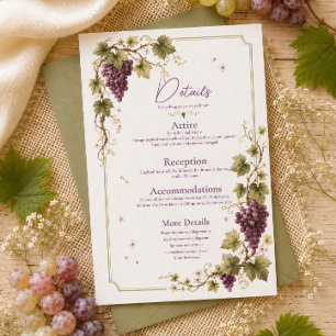 Vineyard Purple Grapes Elegant Green Details Card