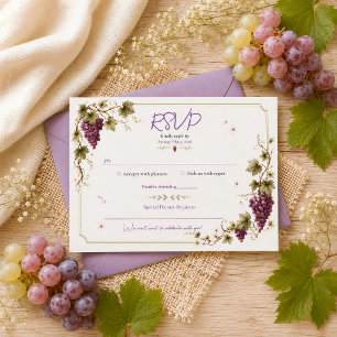 Vineyard Purple Grapes Elegant Timeless Watercolor RSVP Card