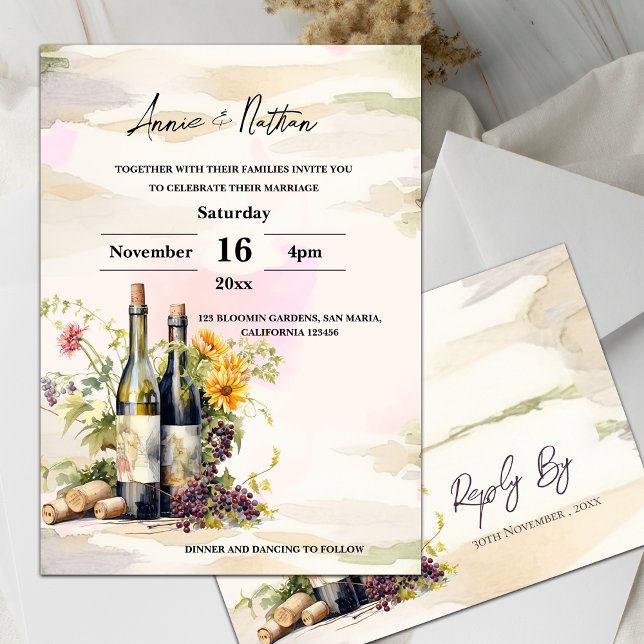 Vineyard Romantic Grapevine Wedding Invitation (Vineyard Romantic Grapevine Wedding Invitation)