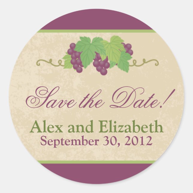 Vineyard Save-the-Date Sticker (Parchment Texture) (Front)