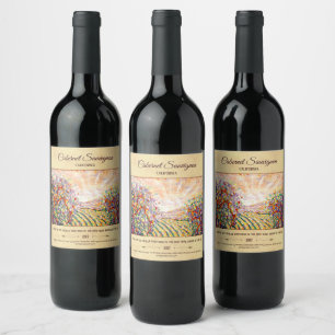 "Vineyard Sunset" customisable Wine Label