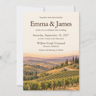 Vineyard Sunset Wedding Invitation