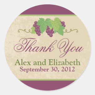 Vineyard Thank You Sticker (Parchment Texture)