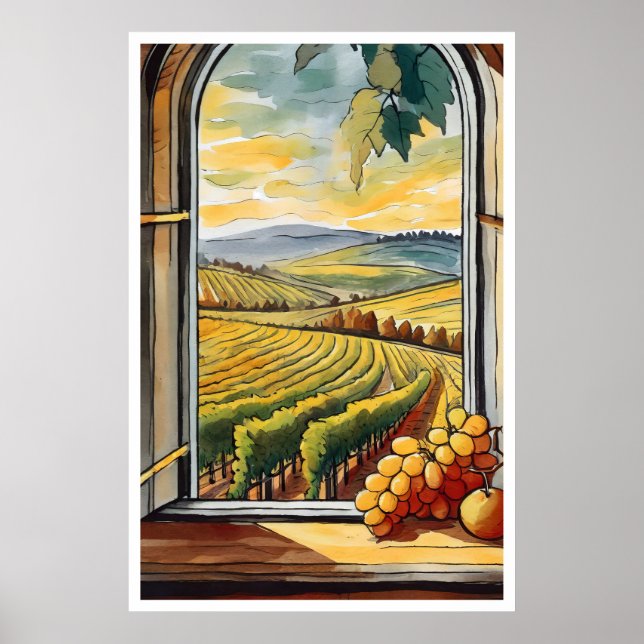 Vineyard through a Window Autumn / Fall Poster (Front)