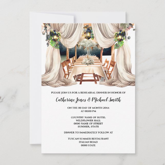 Vineyard Tuscan Italian fine dining watercolor  Invitation (Front)