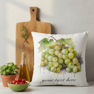 Vineyard Watercolor Grapes, custom Cushion