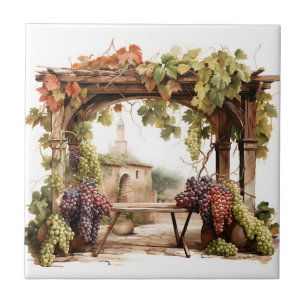 Vineyard Watercolor Print Tile