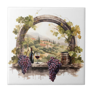 Vineyard Watercolor Print Tile