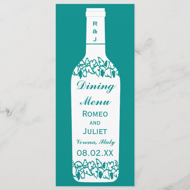 Vineyard Wedding Dining Menu (Front)