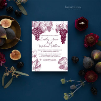 Vineyard Wedding Invitation in burgundy red