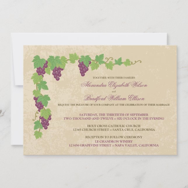 Vineyard Wedding Invitation (Parchment Texture) (Front)