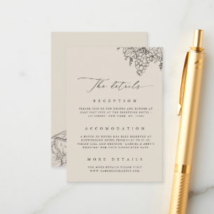 Vineyard Wedding Napa California Winery Details Enclosure Card