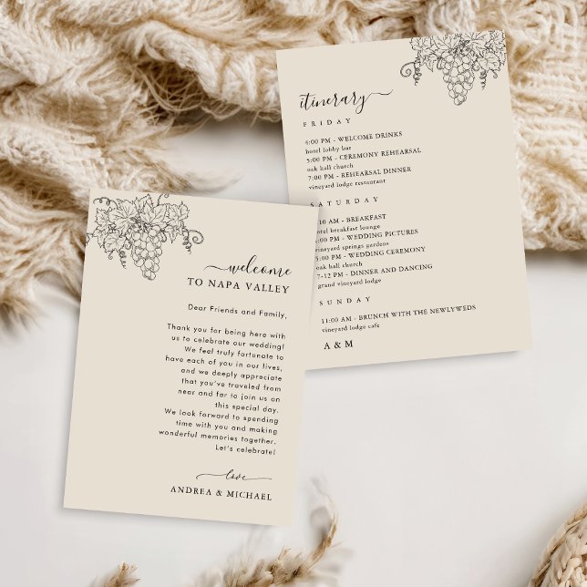 Vineyard Wedding Welcome Letter Itinerary Card (Creator Uploaded)