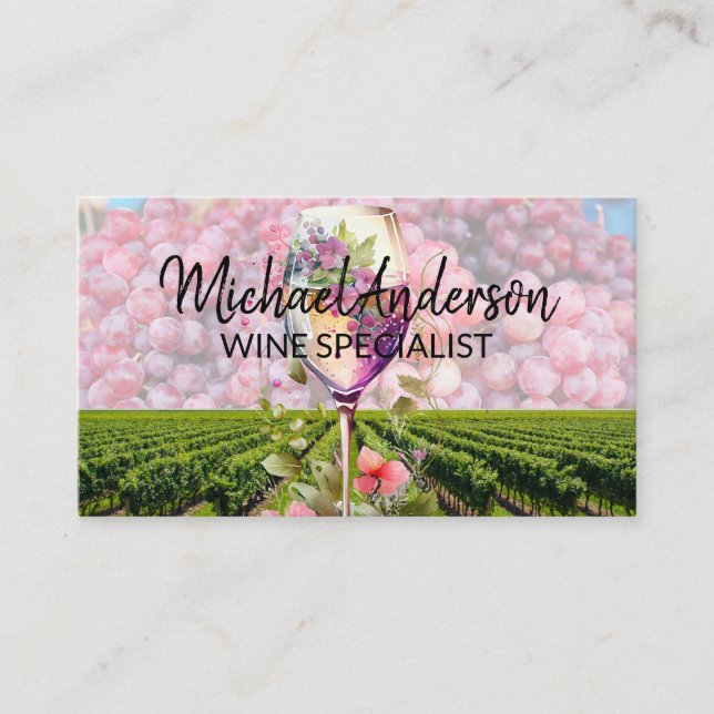 Vineyard | Wine Glass | Grapes Business Card (Front)