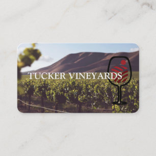 Vineyard Wine Glass Stylish Logo Business Card