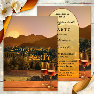Vineyard Wine Theme Engagement Party Invitation