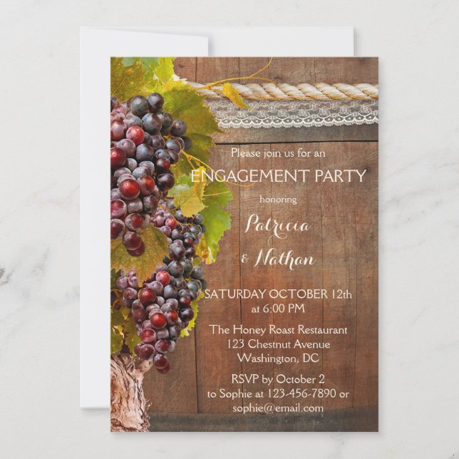 Vineyard Wine Themed Engagement Invitation (Front)