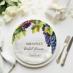 Vineyard winery summer bridal shower printed paper plate<br><div class="desc">Vineyard winery summer garden bridal shower monogram printed paper plates template personalised tableware vineyard wine themed bridal shower table decorations bunches of grapes and vineyards summer winery bridal shower theme</div>