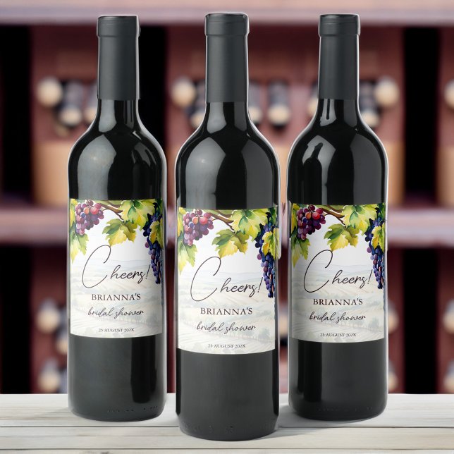Vineyard winery summer bridal shower printed wine label (Vineyard winery summer bridal shower printed wine label personalized wine labels bridal shower favor)