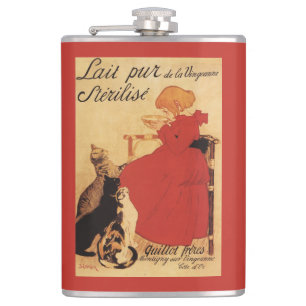 Vingeanne Milk Girl with Cats Hip Flask