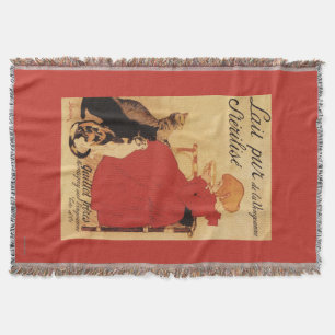 Vingeanne Milk Girl with Cats Throw Blanket