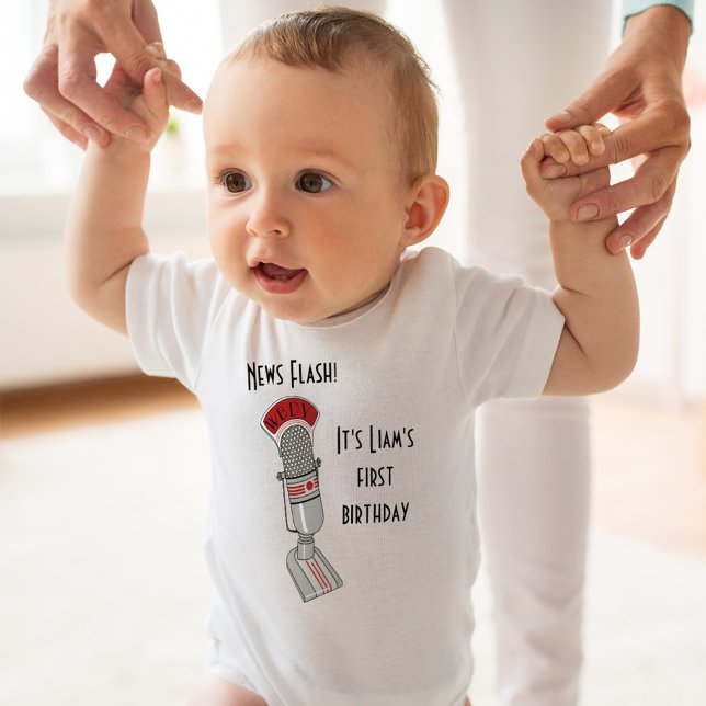 Vingtage microphone announcement baby bodysuit (Creator Uploaded)