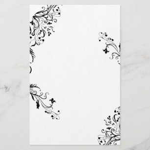 Vining Black Floral Stationery