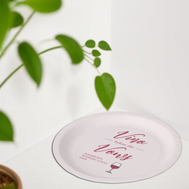 Vino Before The Vows Bridal Shower/Bachelorette Paper Plate (Creator Uploaded)