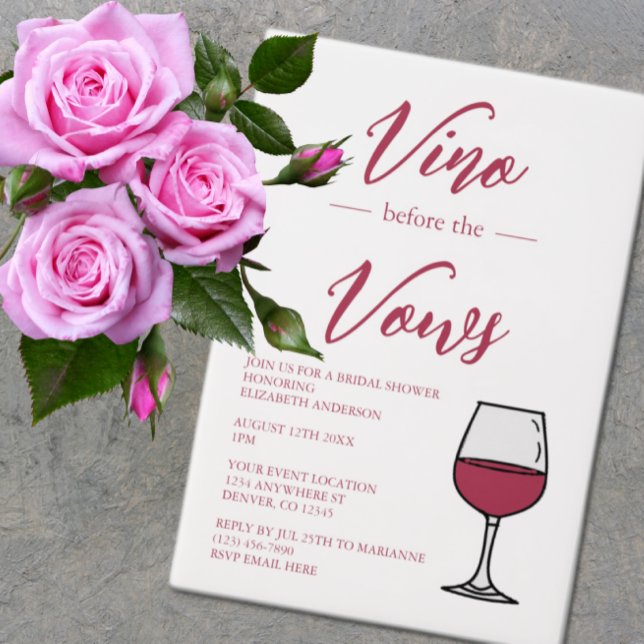 Vino Before The Vows Bridal Shower Vellum Invitations (Creator Uploaded)
