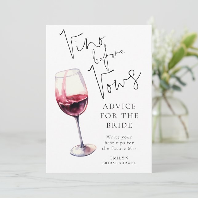 Vino Before Vows Advice Bridal Shower Game Card (Standing Front)