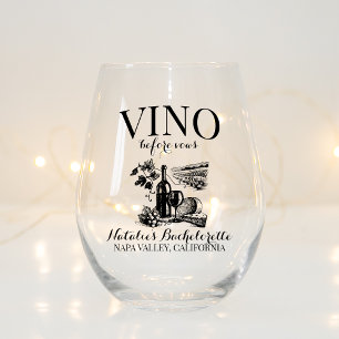 Vino Before Vows Bach Custom Winery Bachelorette Stemless Wine Glass
