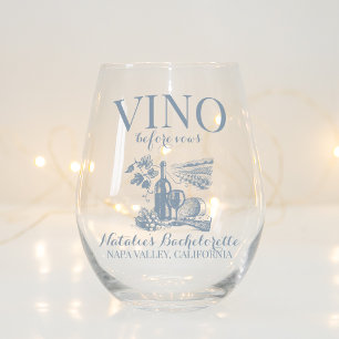 Vino Before Vows Bach Custom Winery Bachelorette Stemless Wine Glass