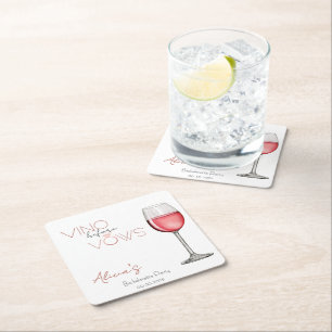 Vino Before Vows Bachelorette / Bridal Party Square Paper Coaster