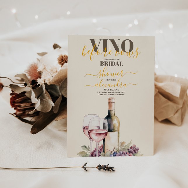Vino Before Vows Bridal Shower Bachelorette Invitation (Creator Uploaded)