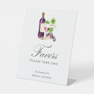 Vino Before Vows Bridal Shower Favours Script Deco Pedestal Sign