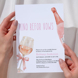 Vino Before Vows Bridal Shower Invitation