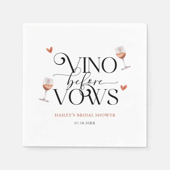 Vino Before Vows Bridal Shower  Napkin (Front)